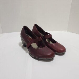 Merrell Evera Mary Jane Distressed Leather Shoes Size 8 Burgundy J48750 #1087